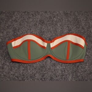 Green and Orange Strapless Bikini Top